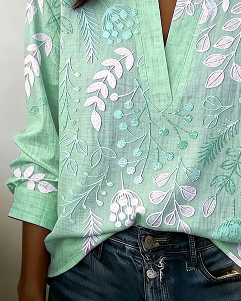 Lauren | Blouse Pastel Floral V-Neck