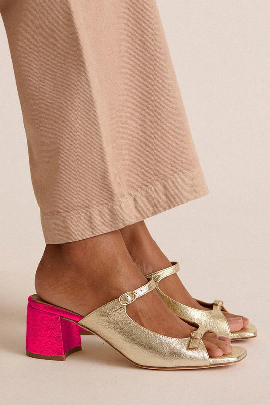 Chunky Slingback Block-Toe Heels