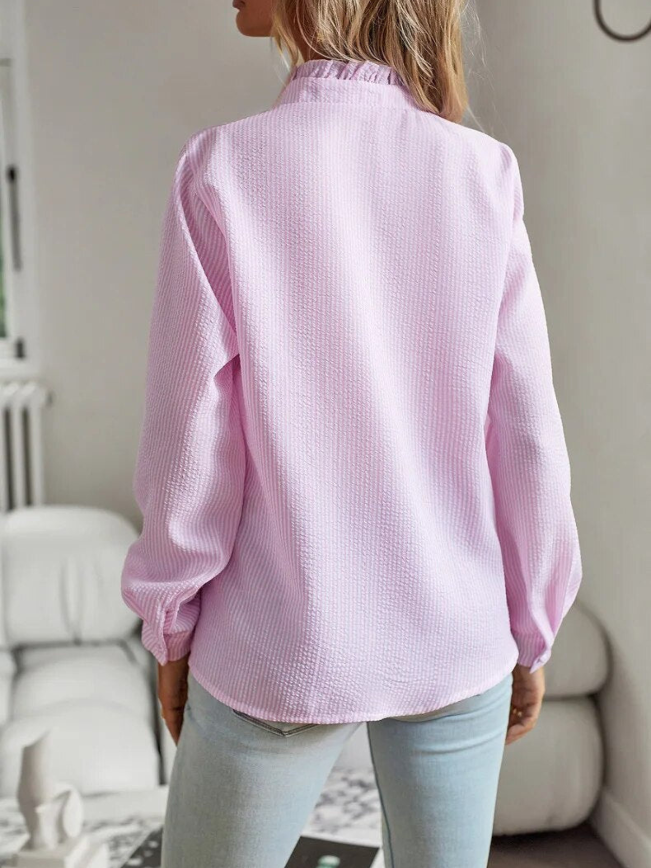 Angela | Ruffle Front Button Blouse