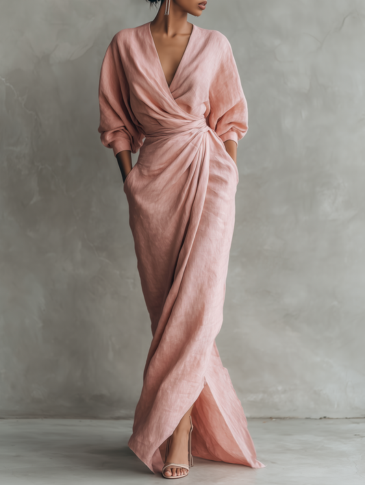 Roxa | Pink V-Neck Maxi Dress