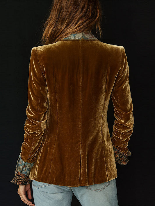 Celeste | Vintage Floral Print Patchwork Blazer