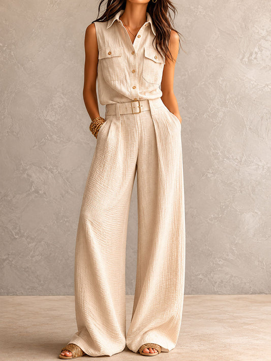 Midnight Navy Sleeveless Utility Jumpsuit with Belt