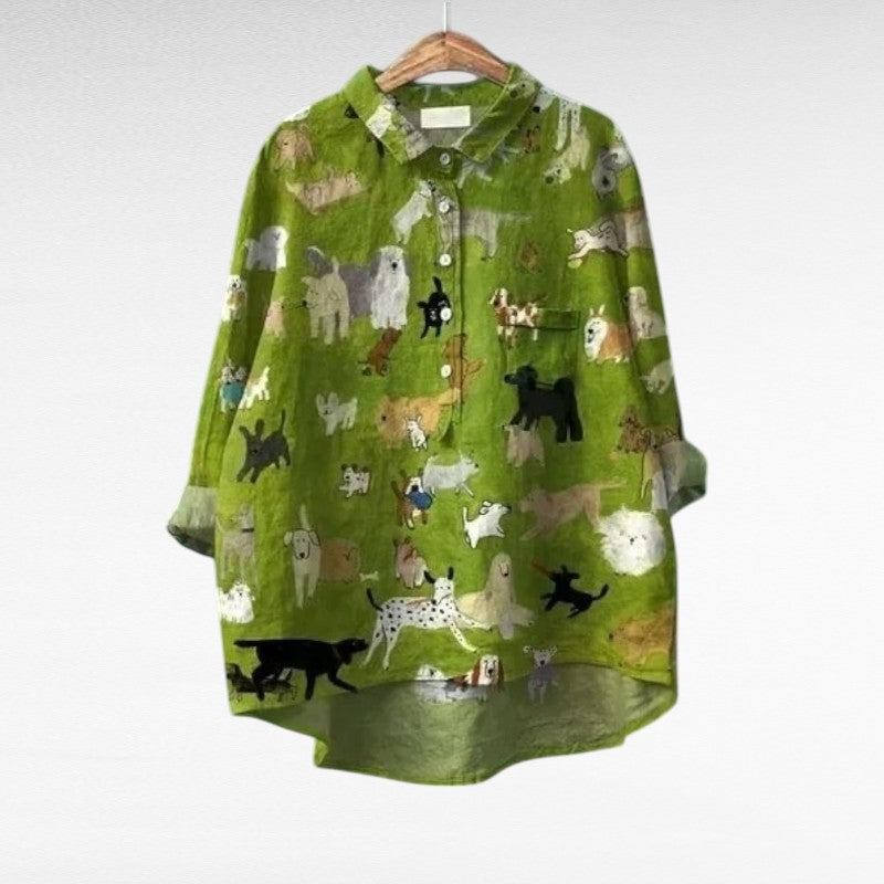 Cécile | Playful Animal Blouse - women's blouse