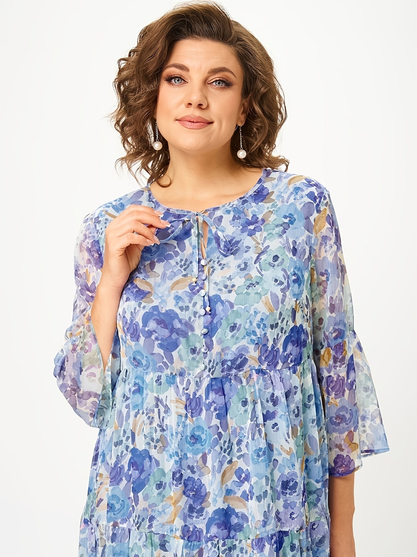 Camille | Printed Button-Up Tie Detail Dress
