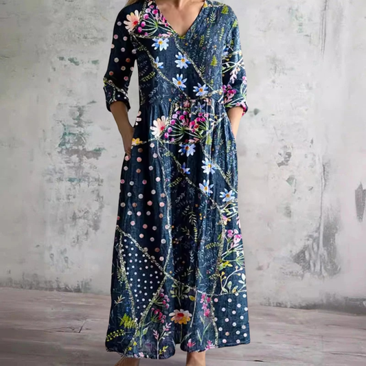 Linda | Navy Floral Summer Dress
