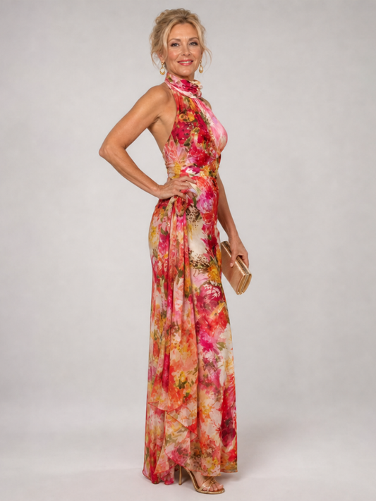 ELISABETTA | Floral Halter Maxi Dress