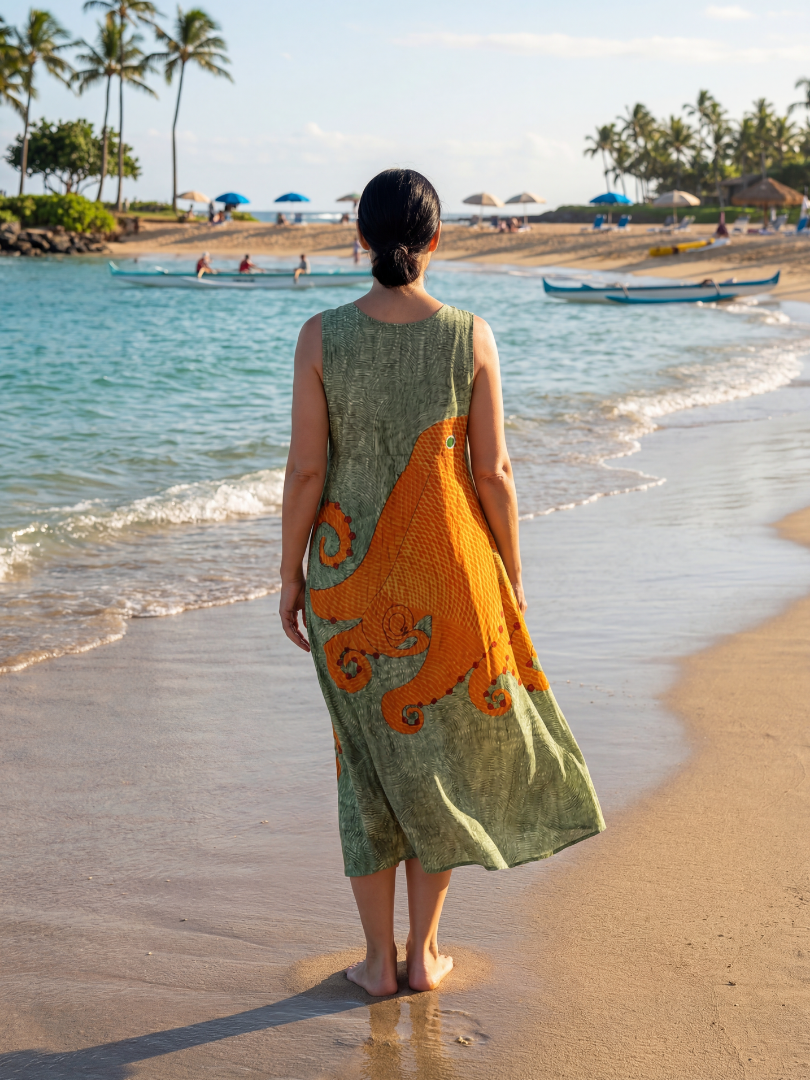 Nadia | Ocean Wave Midi Dress