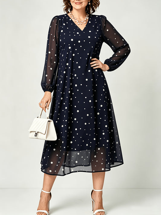 Naomi | V-Neck Polka Dot Chiffon Dress