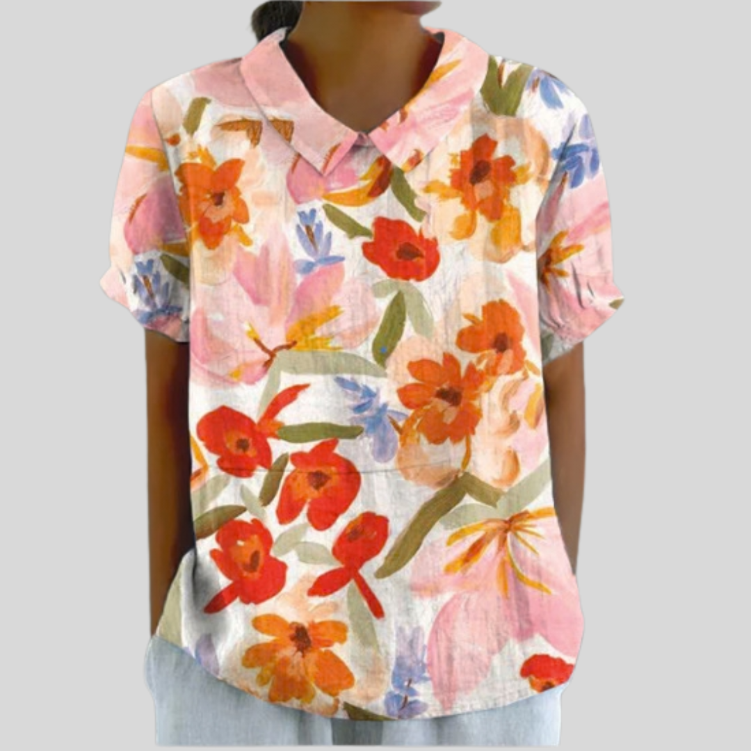 Évelyne | Floral Expressive Blouse - women's blouse