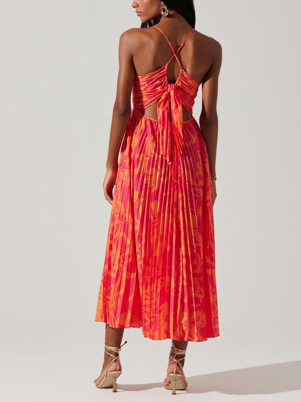 Heather | Coastal Chic Floral Pleated Midi Dress