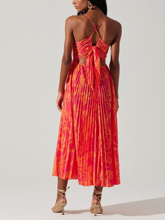 Heather | Coastal Chic Floral Pleated Midi Dress