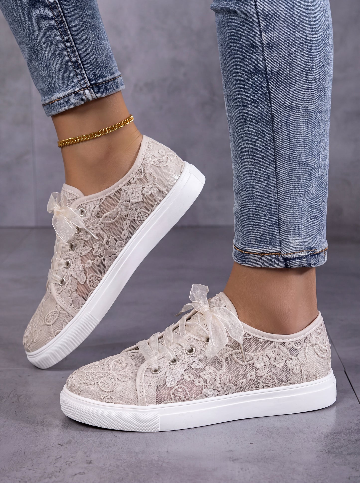 Mimosa | Floral Lace-Up Sneakers
