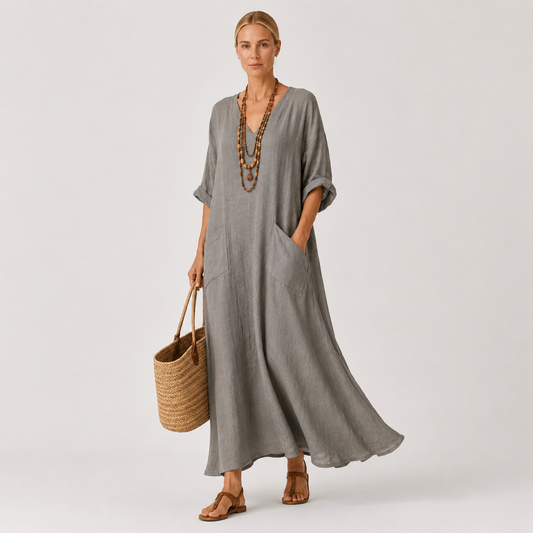 Valentina | Solid Gray Kaftan