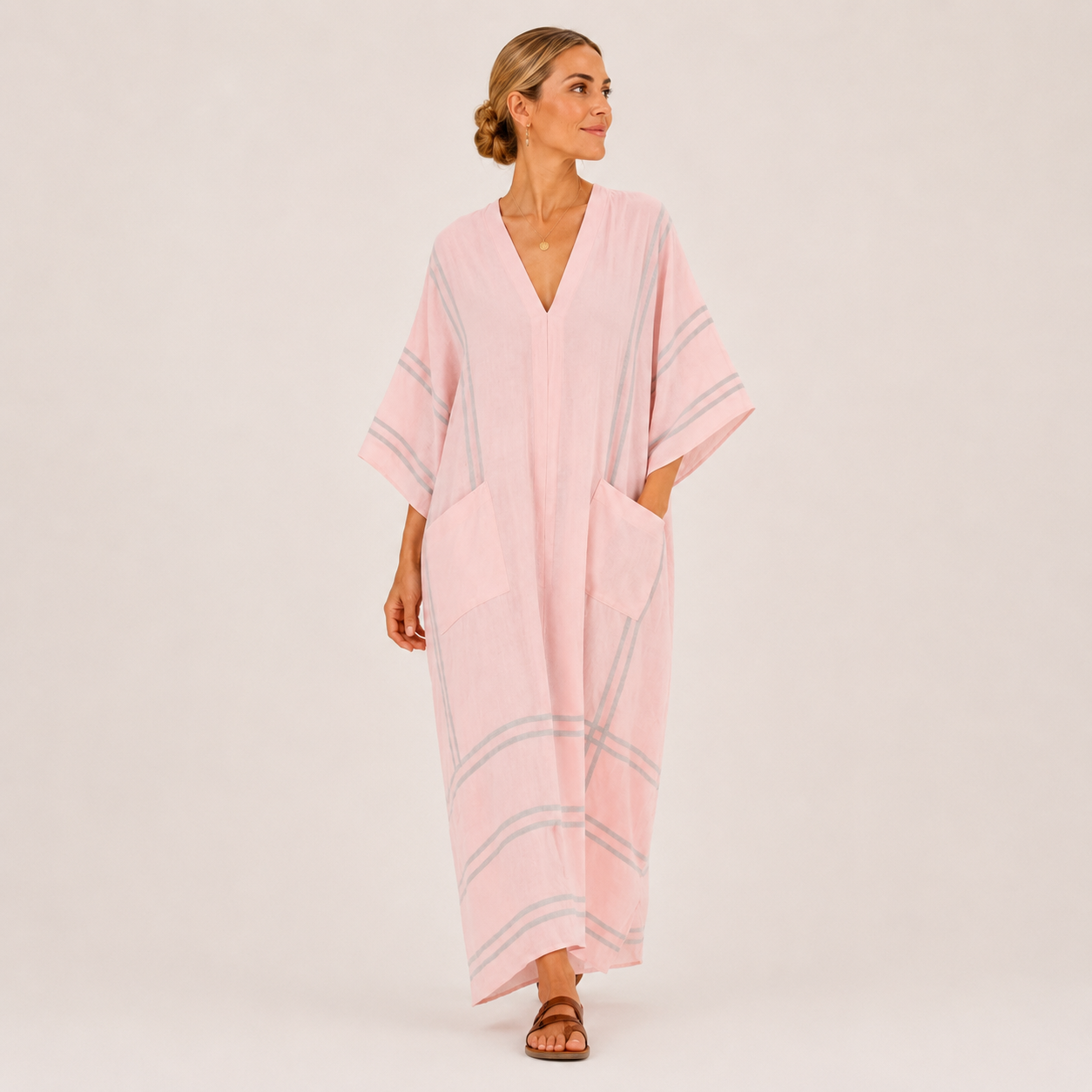 Soraya | Pink Striped Kaftan