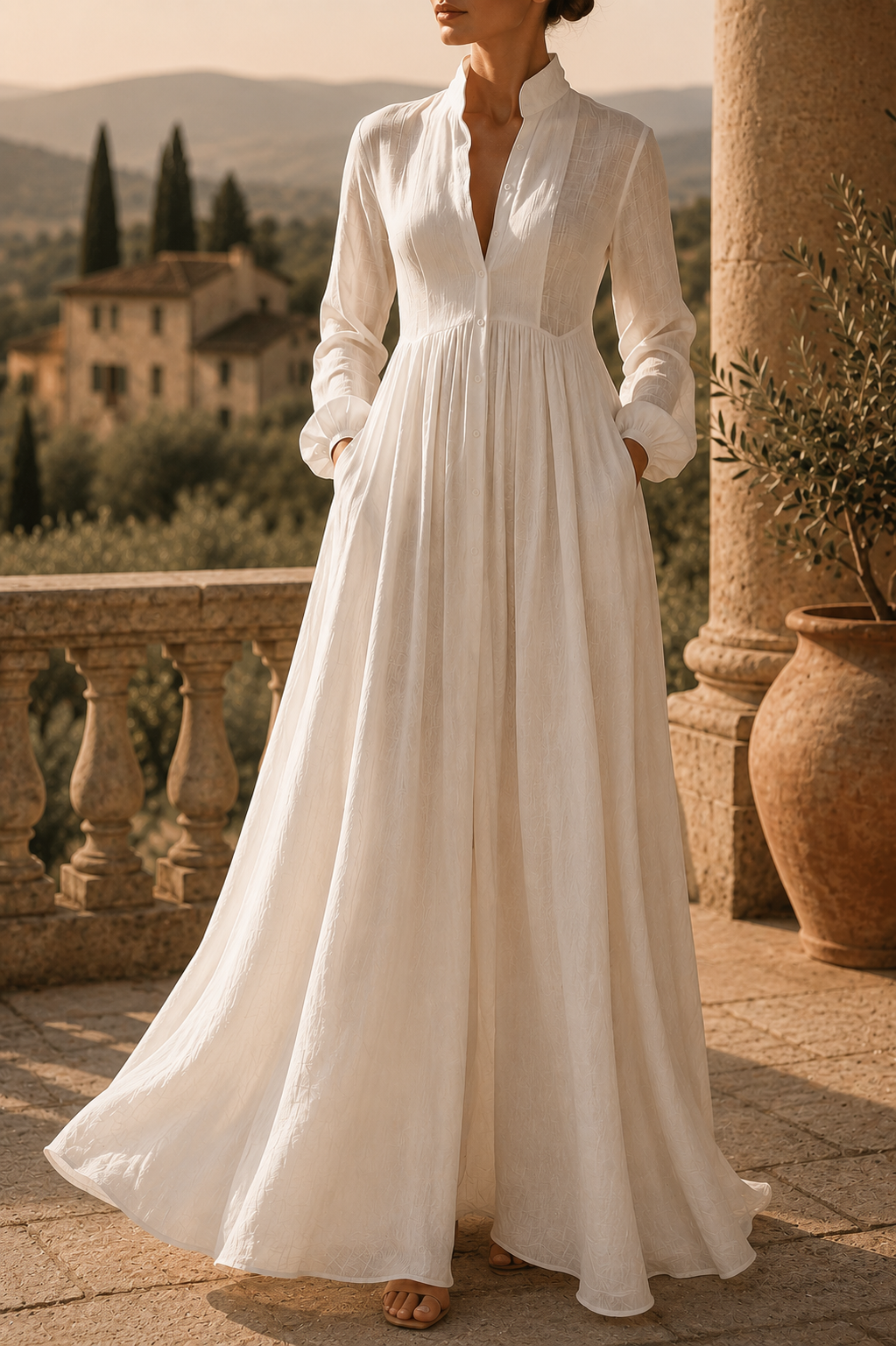 Bianca | Deep V-Neck Elegant Maxi Dress
