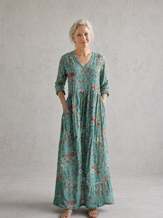 Olivia | Green Floral Summer Dress