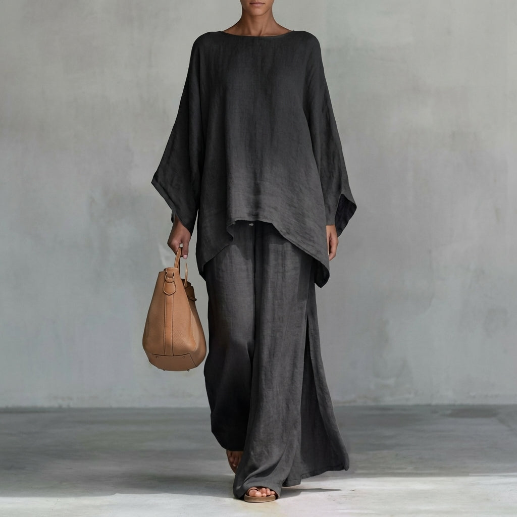 Christine | Long-Sleeve Two-Piece Wide-Leg Pants Set
