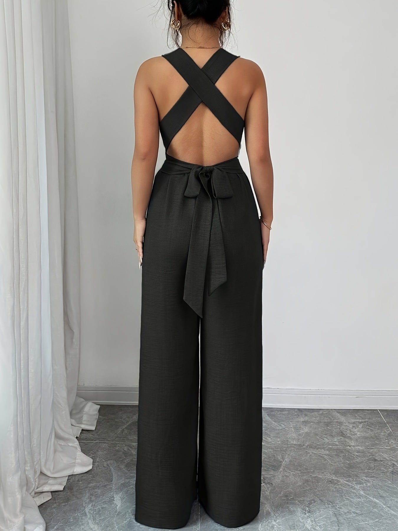 Wide-Leg Ring Detail Jumpsuit