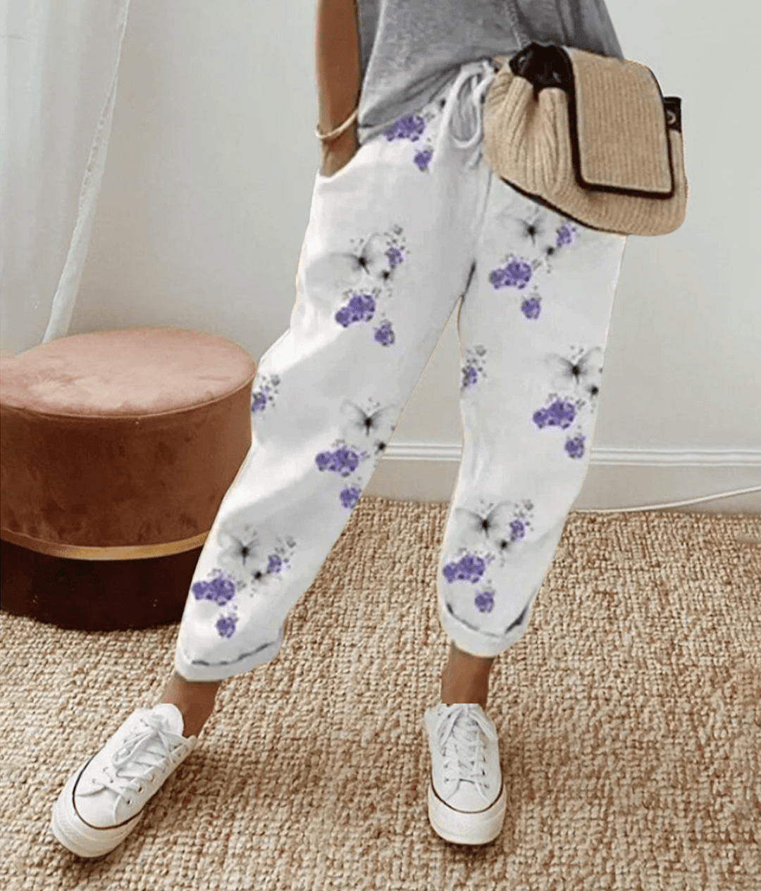 Elle | Flattering Fit & Comfort Waistband Trousers with Print