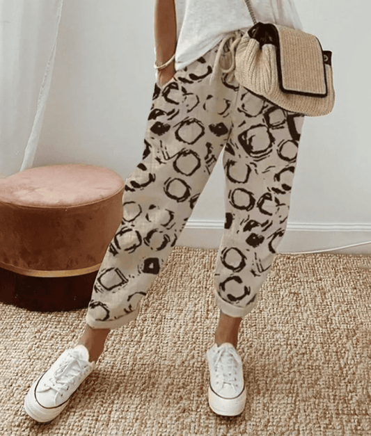 Elle | Flattering Fit & Comfort Waistband Trousers with Print