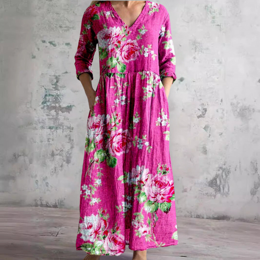Fiona | Hot Pink Floral Summer Dress