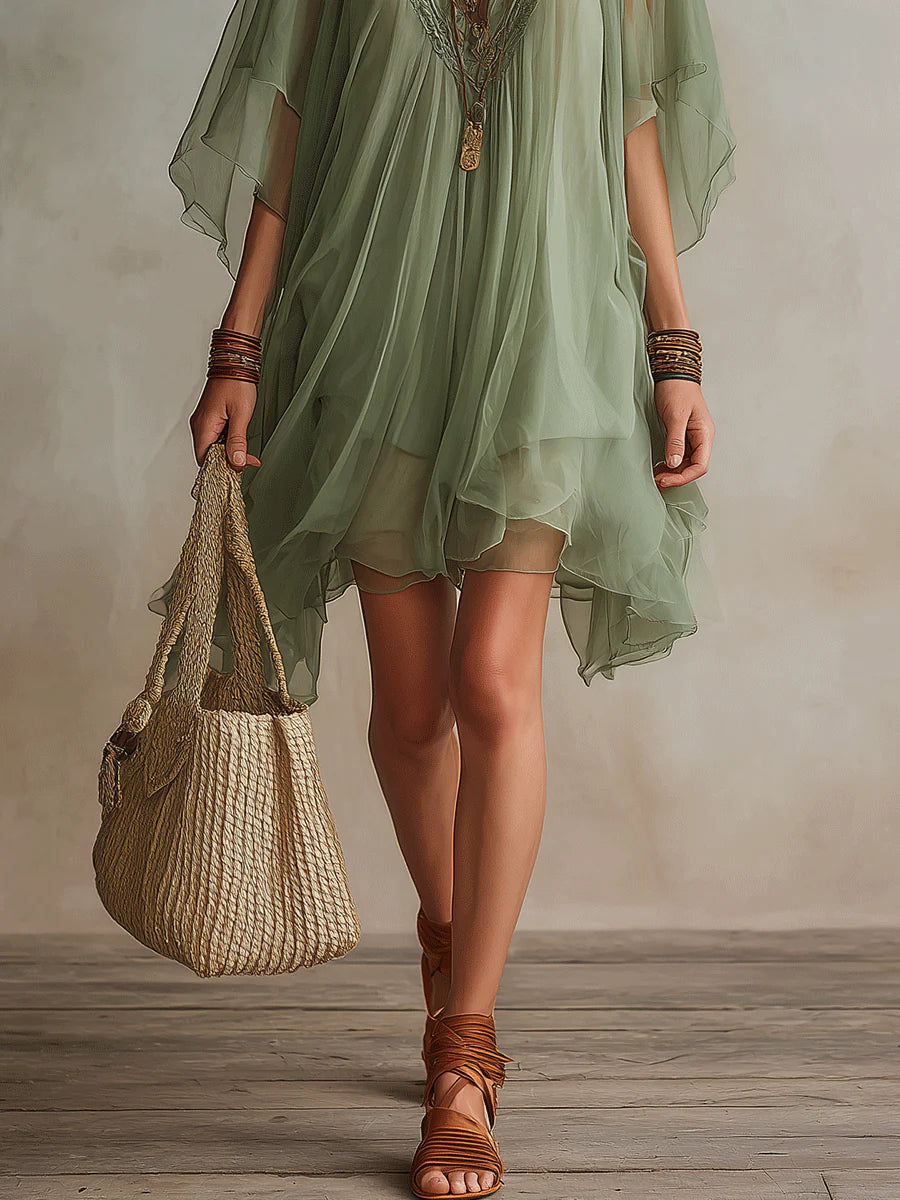 Wren | V | Neck Layered Flowy Mini Dress