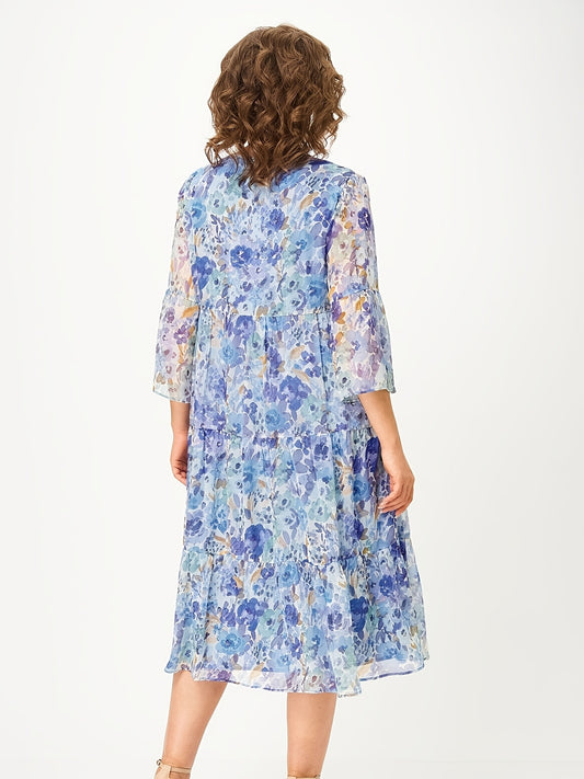 Camille | Printed Button-Up Tie Detail Dress