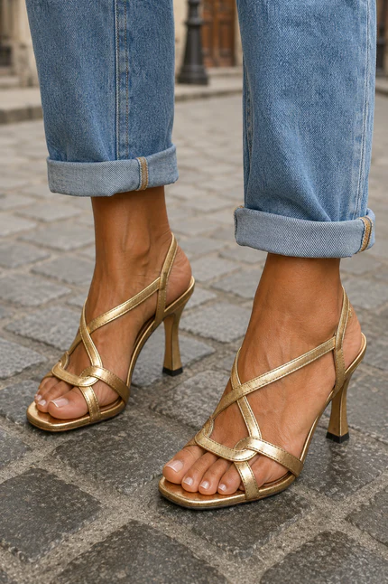 Elisabetta | Elegant Gold Heel Sandals