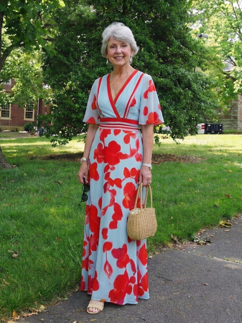 Corinne | Floral Short-Sleeve V-Neck Dress