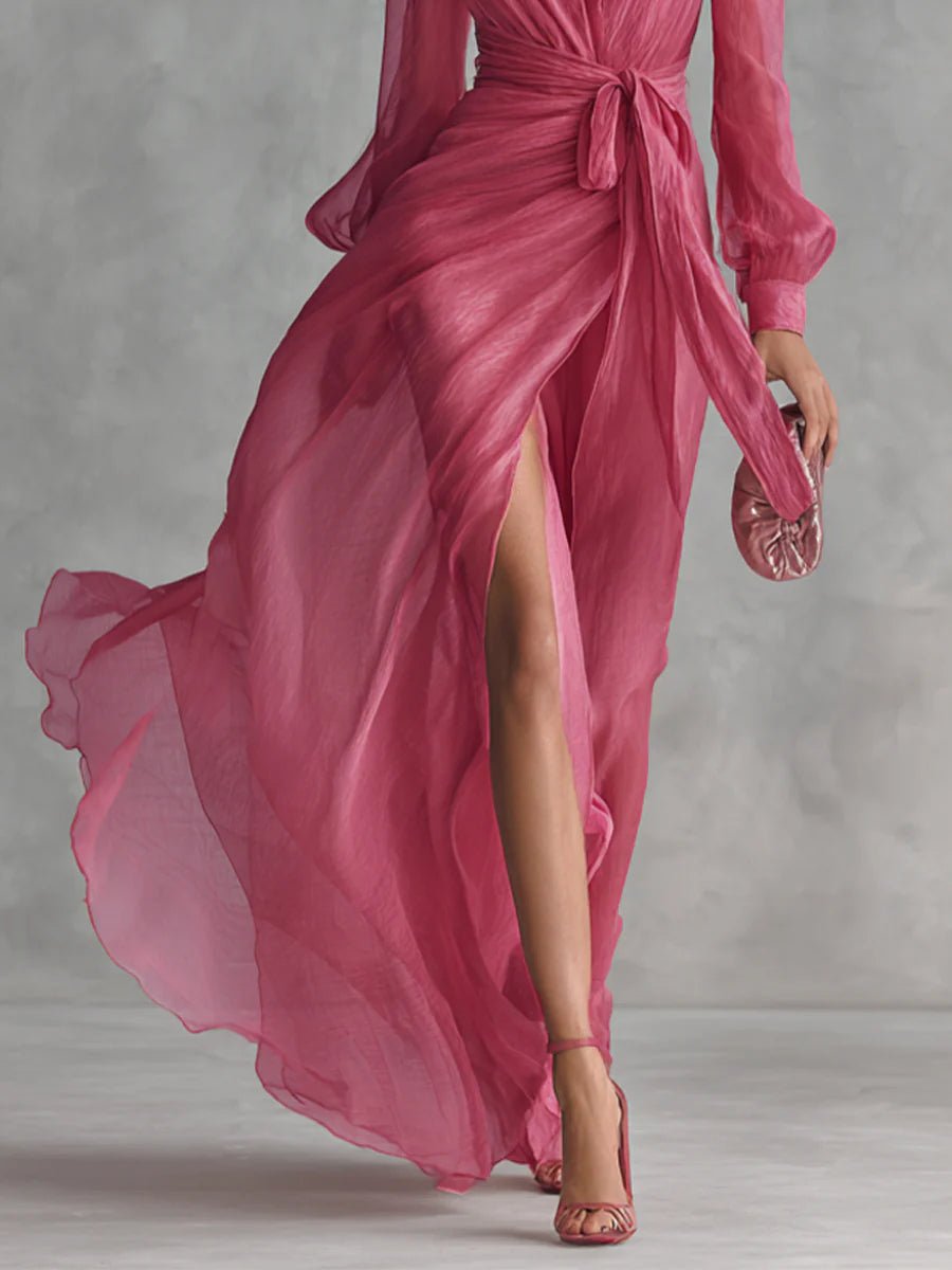 Juliette | Elegant Chiffon V-Neck Long Dress