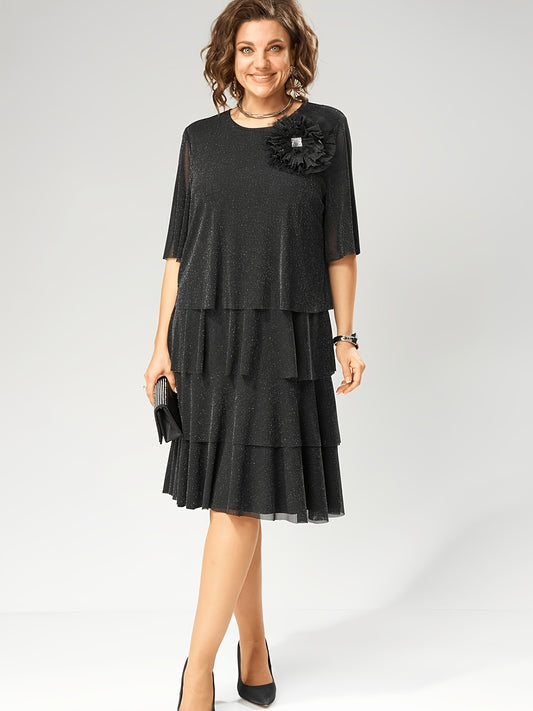 Isabella | Glitter Mesh Floral Dress