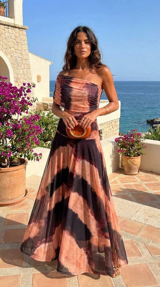 Orange & Brown Print Dress