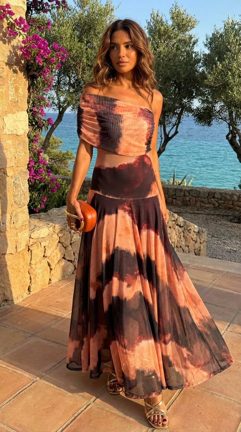 Orange & Brown Print Dress
