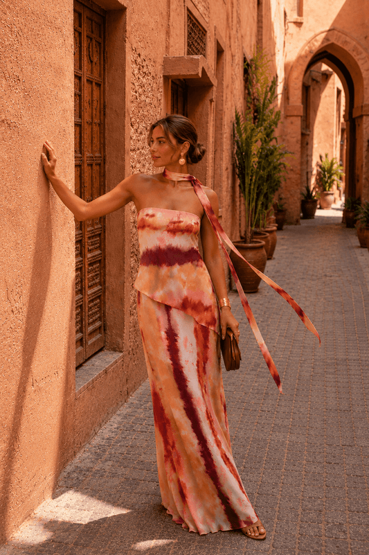 Strapless Printed Maxi Dress