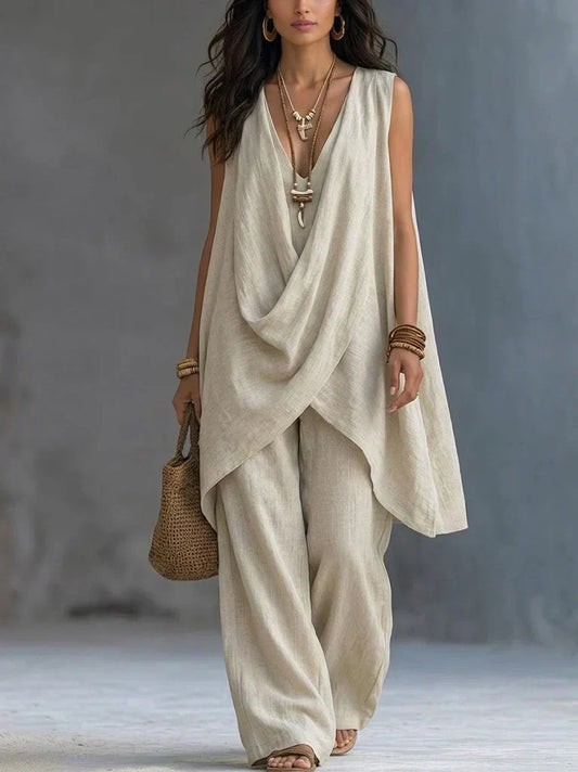 Ginevra | Draped Wide-Leg Pants Set
