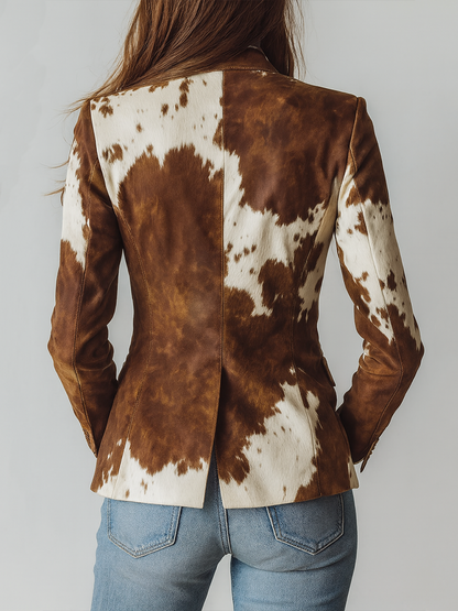 Noelle | Vintage Cow Print Eco-Friendly Blazer