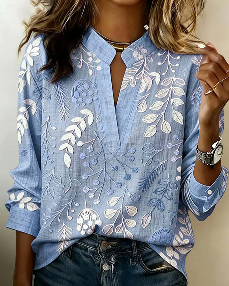Lauren | Blouse Pastel Floral V-Neck