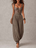 Sienna | Grey Lace Bandeau and Pleated Cotton Harem Pants Set