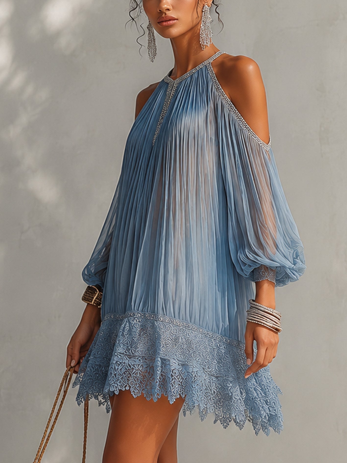 Dahlia | Blue Off-Shoulder Mini Dress