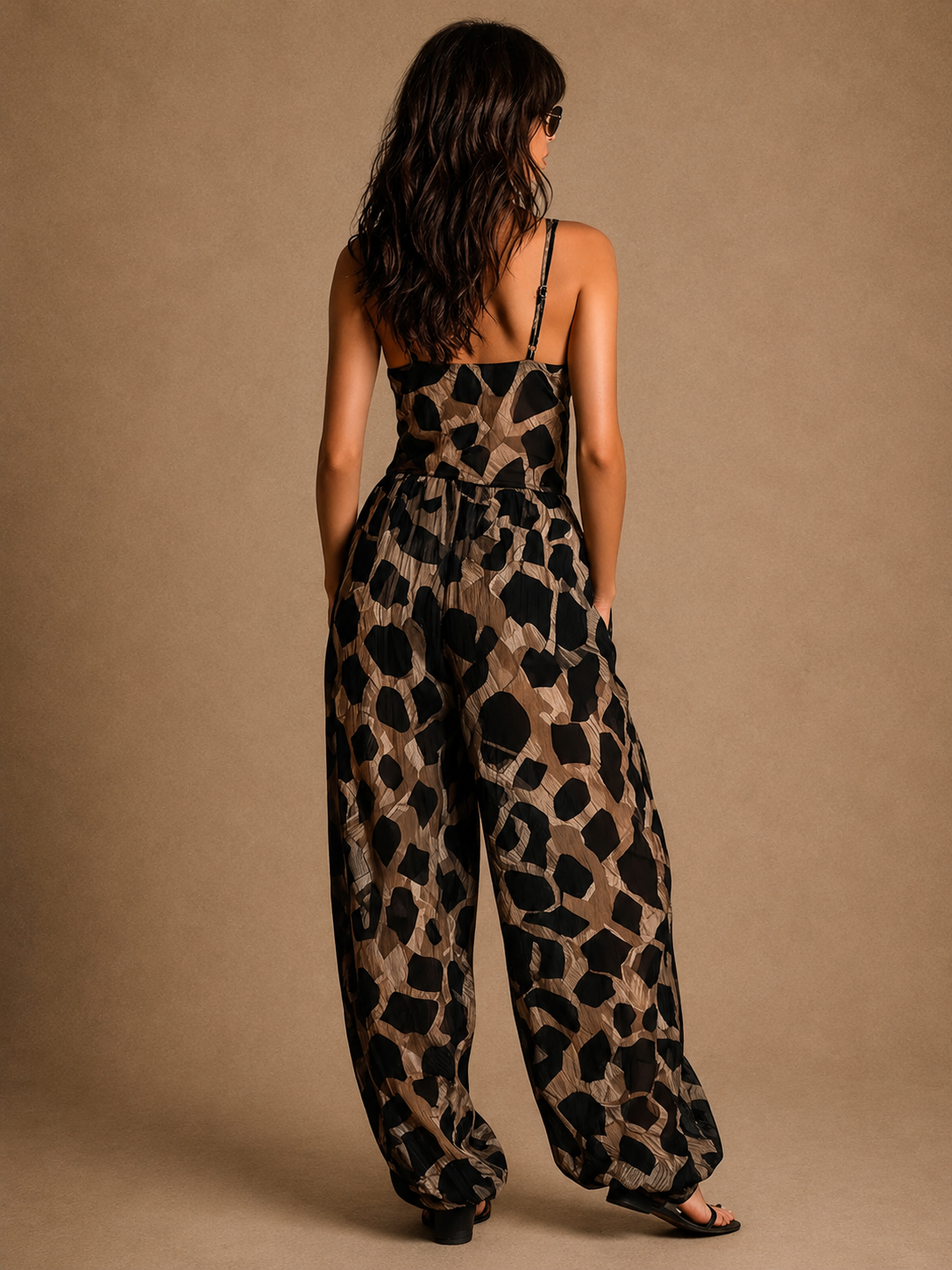 Carla | Flowing Animal-Print Halter Jumpsuit