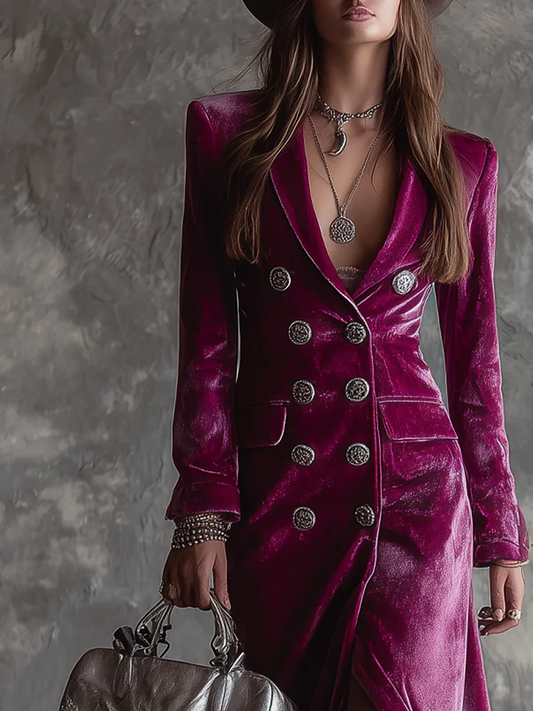 Livia | Vintage Button Front Longline Blazer