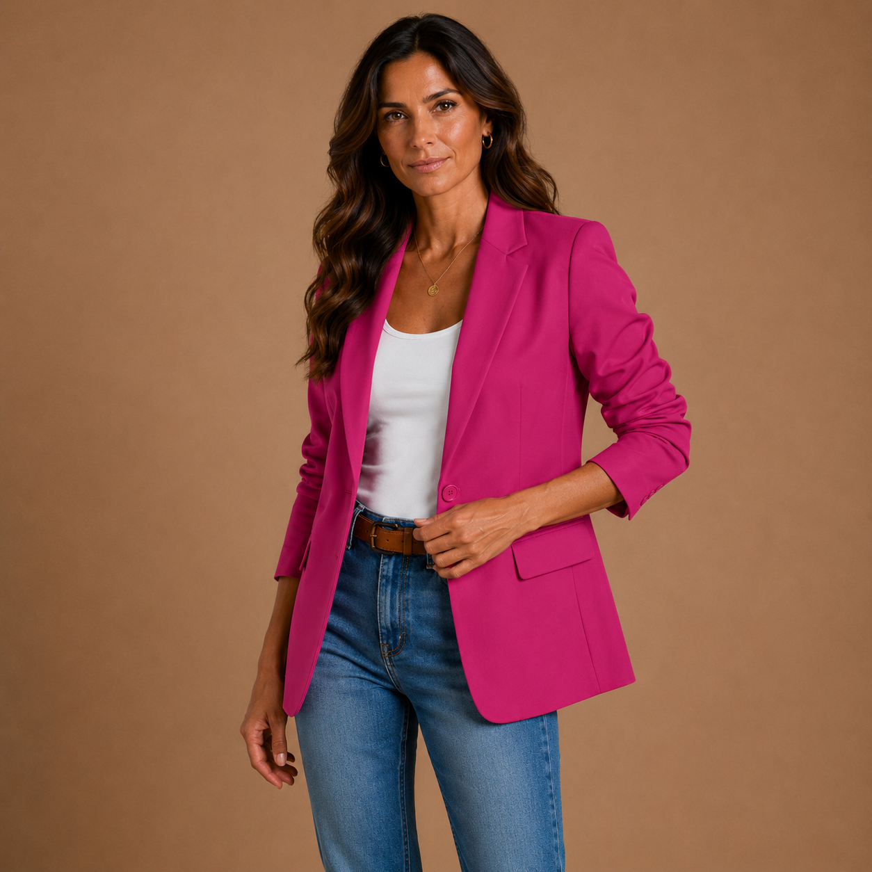 ISABELLE | Minimalist Solid Button Lapel Collar Blazer