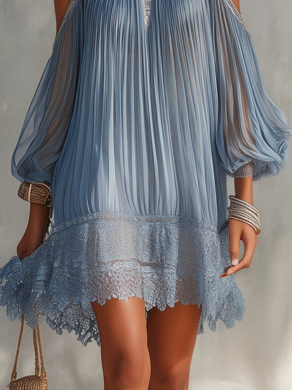 Dahlia | Blue Off-Shoulder Mini Dress