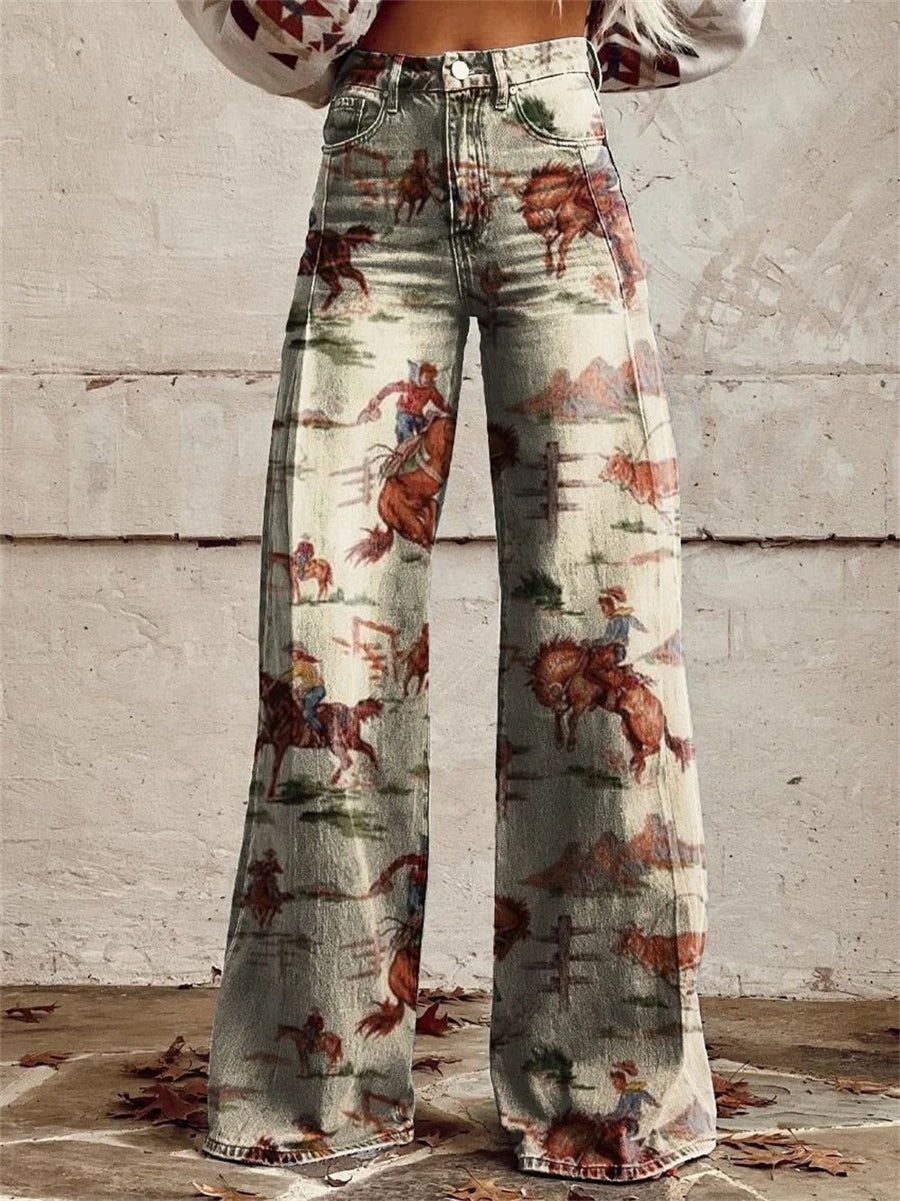 Paula | Vintage Printed Wide Leg Pants
