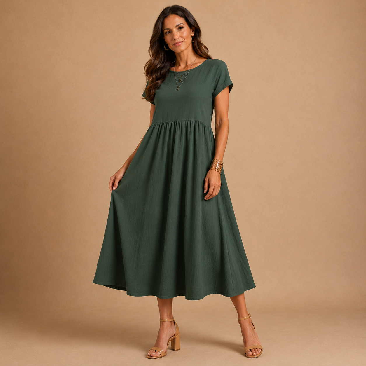 GABRIELLE  | Timeless Elegance Fluid Midi Dress