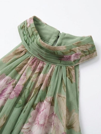 Adèle | Floral Chiffon Halter Maxi Dress