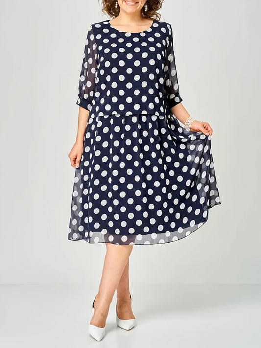 Estelle | Layered Polka Dot Chiffon Dress