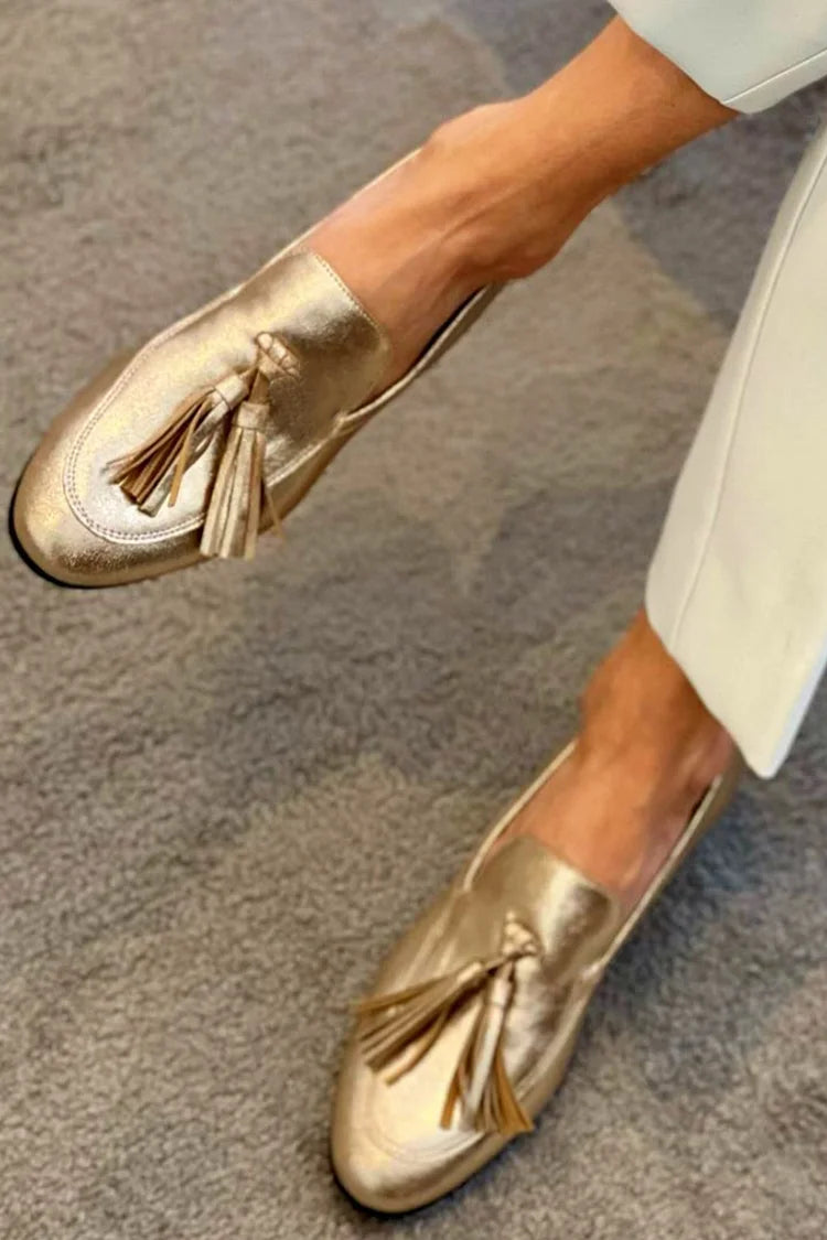 Donatella | Gold Tassel Loafers