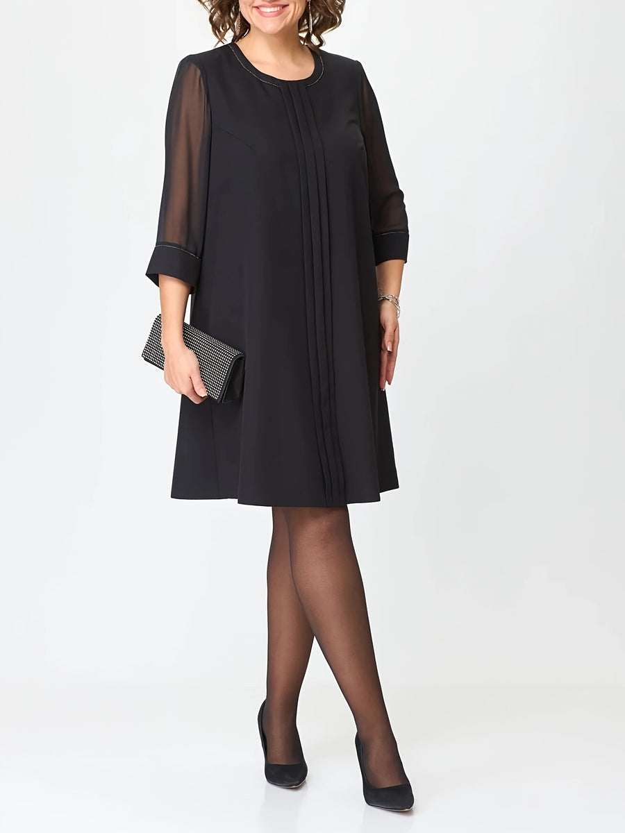 Alessia | Black Contrast Trim Chiffon Dress