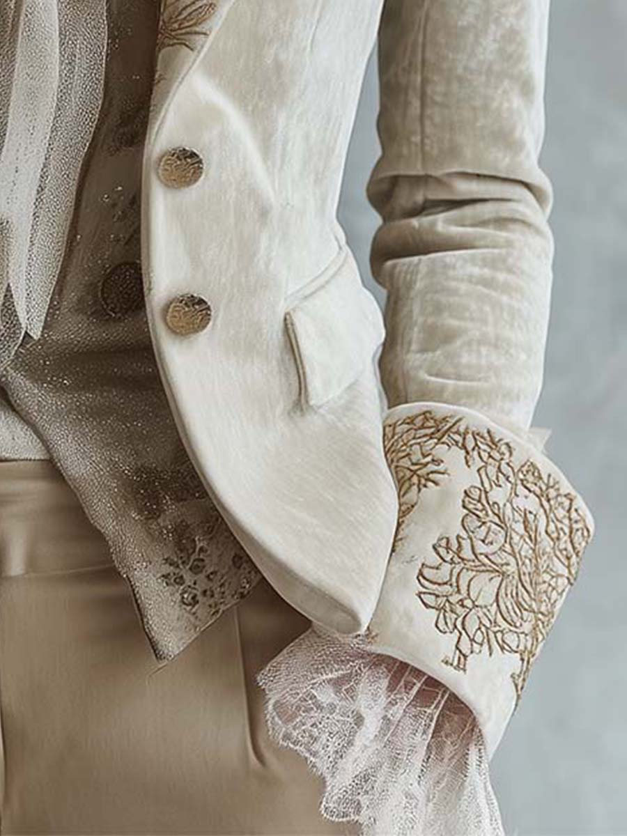 Vivienne | Ivory Embroidered Tailored Blazer